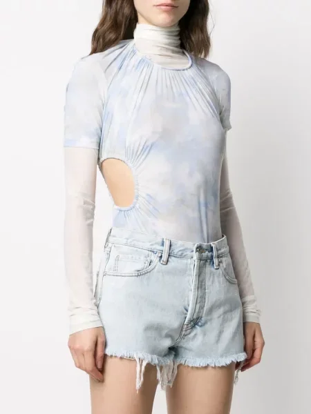Body Off-white cu legături alb