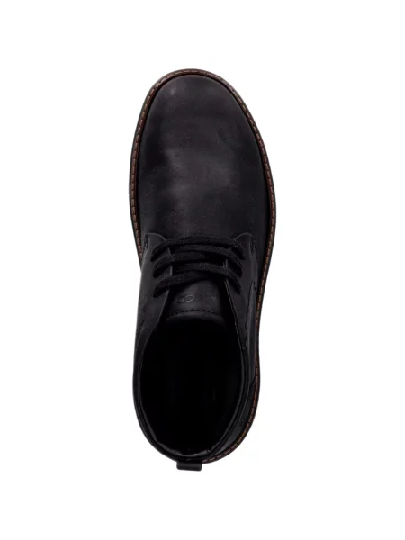 Botine chelsea Ecco cu șireturi din piele negru