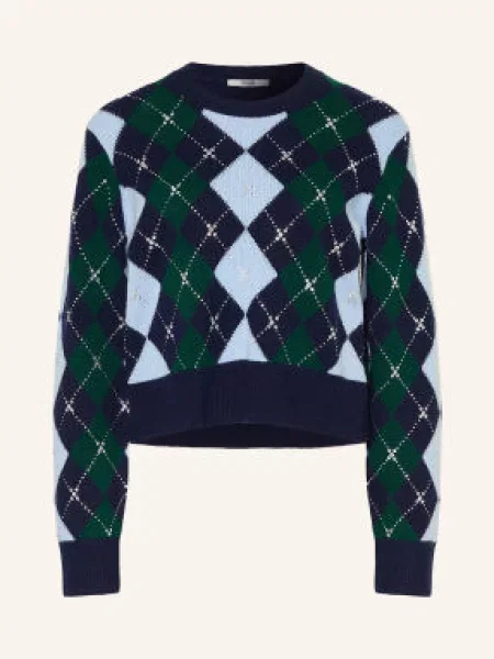 Maje Sweter Z Kamieniami Ozdobnymi blau granatowy