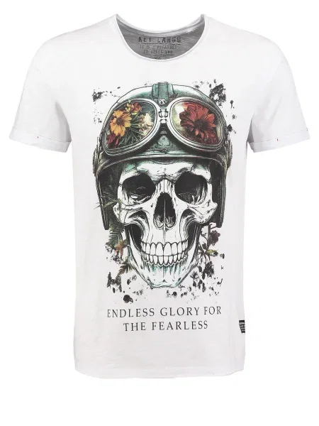 Key Largo Tricou KLFEARLESS gri / negru alb