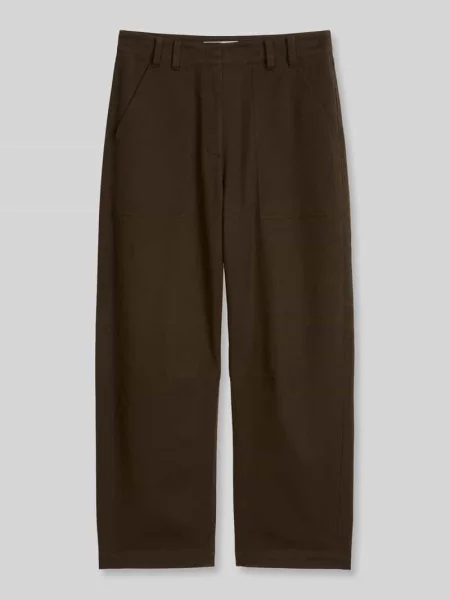 Jeansy o kroju barrel fit z mieszanki bawełny z naszywanymi Marc O'polo brązowe