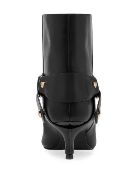 Cizme scurte Love Moschino din piele cu motiv cu inimi negru