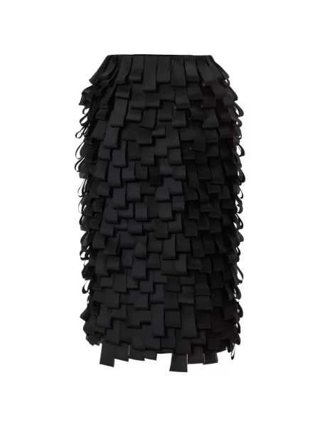 Fustă midi Carolina Herrera cu broderie din organza negru
