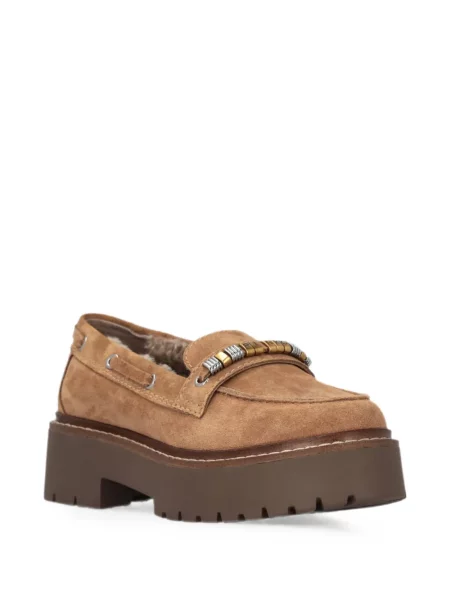 Pantofi loafer Pinko din piele de căprioară cu autograf