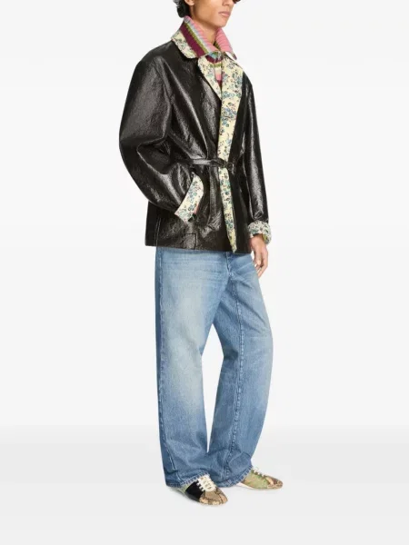 Cu centură geacă Dries Van Noten negru