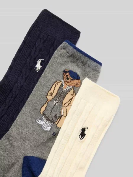 Skarpety z wyhaftowanym logo w zestawie 3 szt. Polo Ralph Lauren granatowe