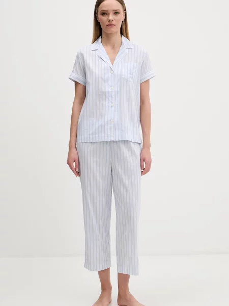 Lauren Ralph Lauren dvoudílné pyžamo s bavlnou modré