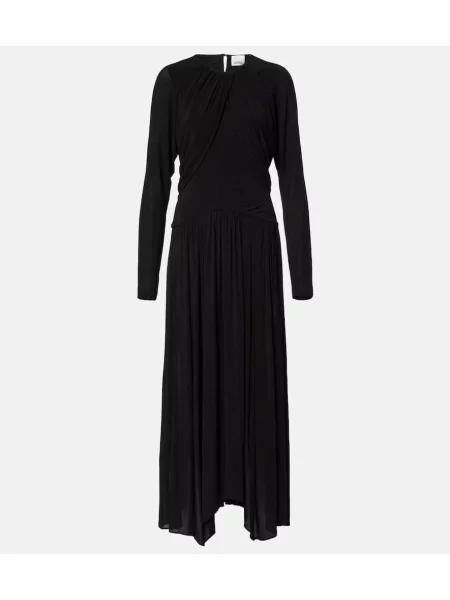 Rochie maxi Isabel Marant din jerseu drapată de costum negru