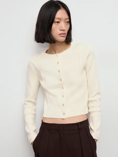 Кардиган MANGO кремовий бавовна/акрил