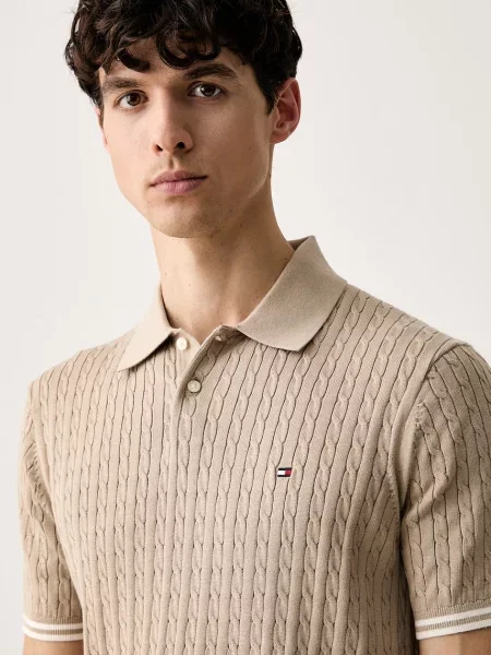 Tommy Hilfiger тениска тип пулове с яка мъжка от бежово