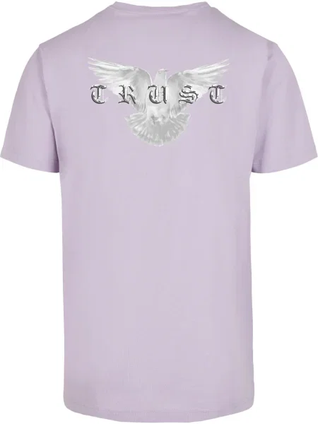 Mister Tee Tričko Trust Dove sivá / orgovánová / čierna biela