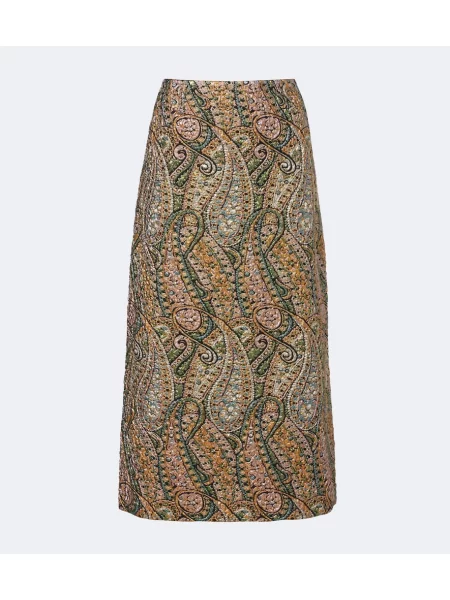 Fustă midi Dries Van Noten cu model paisley din jacard