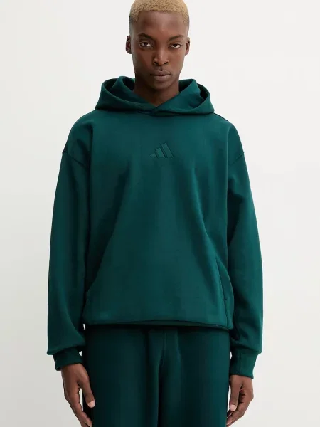 Суичър с качулка Adidas с качулка зелено