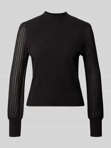 Sweter dzianinowy z mieszanki ze stójką Zero czarny