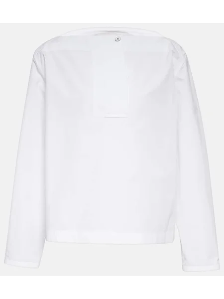 Top Jil Sander plisat din poplin alb