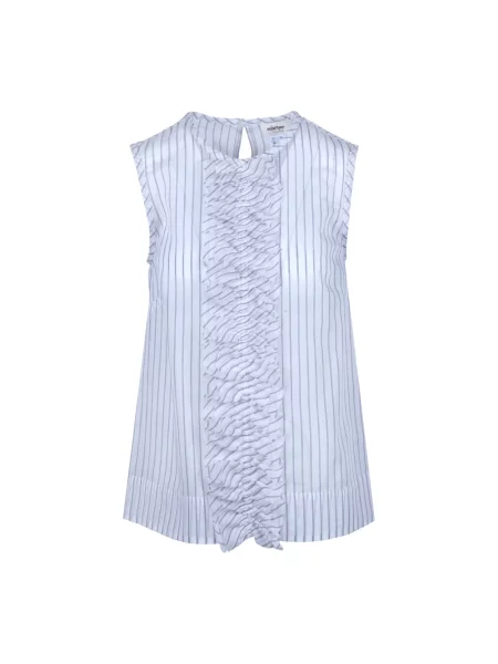 Bluzka z falbankami Ottodame w paski z falbankami biała