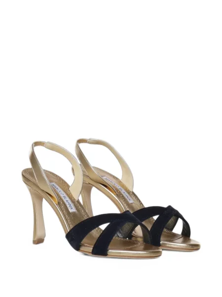 Nyitott sarkú pántos szandál Manolo Blahnik fekete