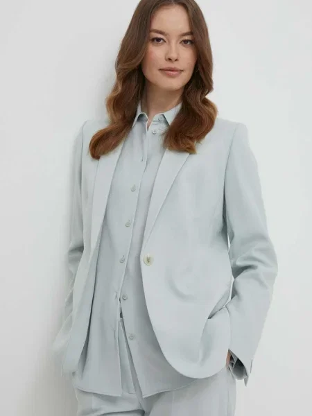 Сако Calvin Klein с едно копче с изчистен дизайн сиво