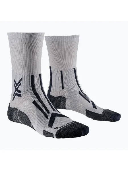 Мъжки чорапи за бягане X-Socks Trailrun Perform Crew pearl grey/charcoal сиво