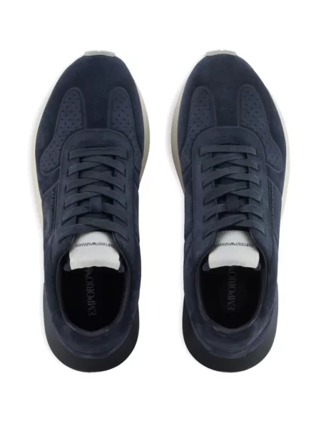 Sneakerși Emporio Armani cu autograf albastru