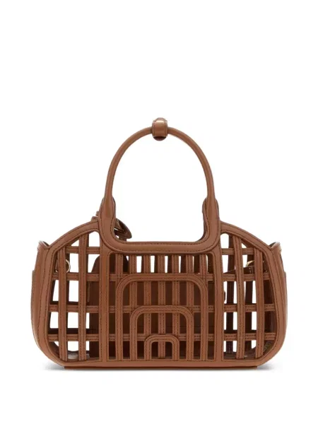 Geantă shopper Miu Miu din piele maro