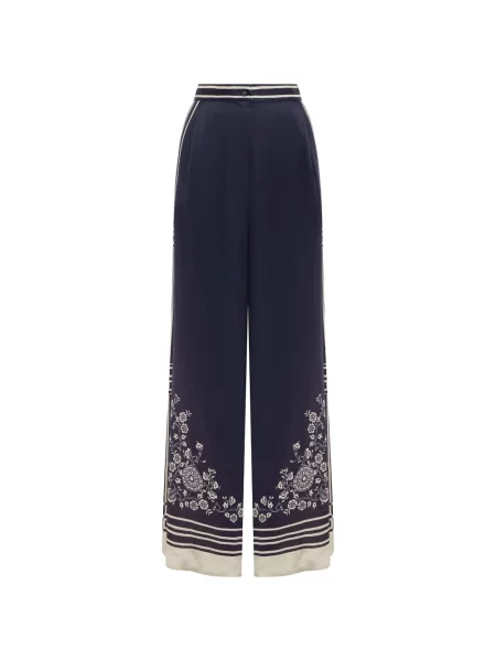 Pantaloni Alemais de mătase albastru