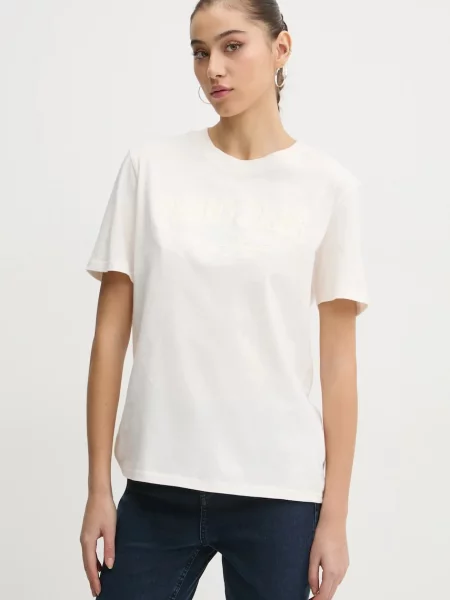 Тениска Tommy Jeans бежово