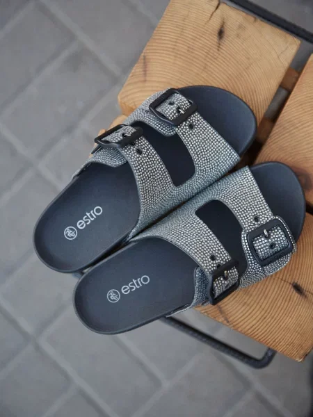 Шльопанці Estro штучний чорний