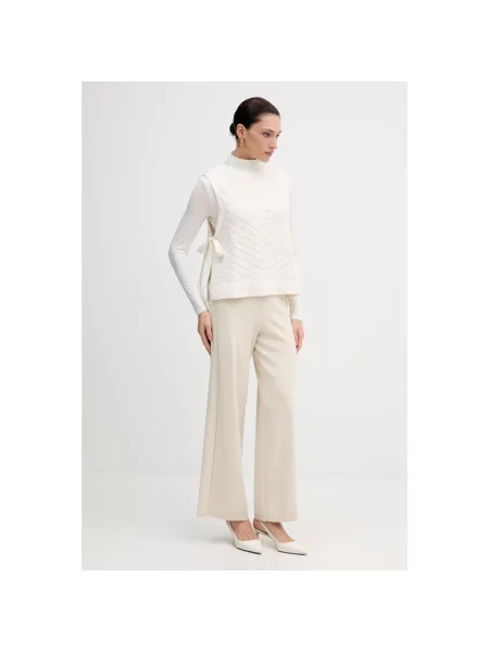 Joseph Ribkoff spodnie z jedwabiem szerokie high waist beżowy