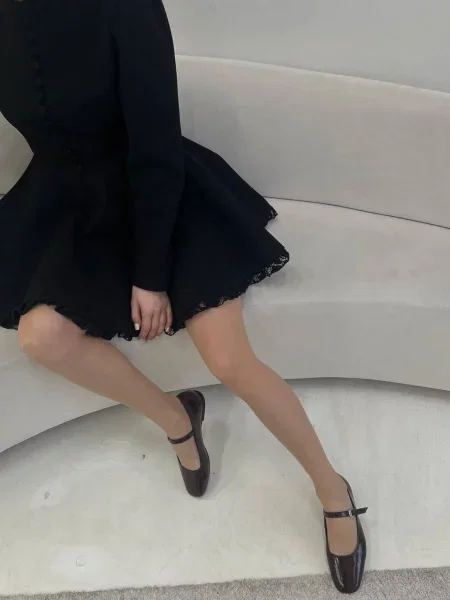 Кожаные лаковые балетки 105.store бордовые