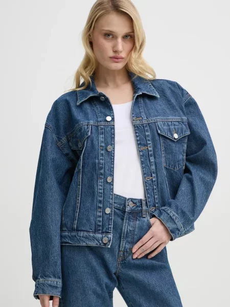 Filippa K geaca jeans marin de tranzitie albastru