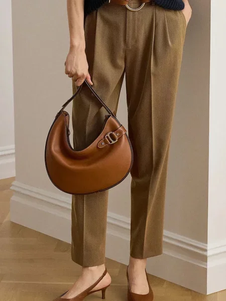 Кожаная сумка Lauren Ralph Lauren коричневая
