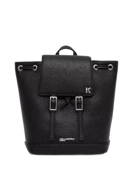 Rucsac Karl Lagerfeld Jeans cu cataramă cu autograf negru