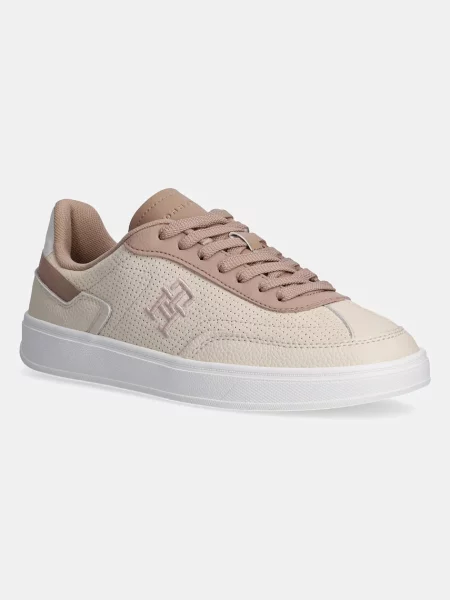 Lniane trampki Tommy Hilfiger beżowe