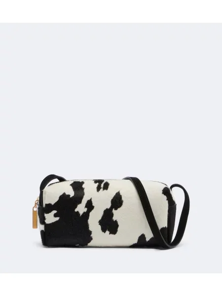 Geanta crossbody Khaite din piele de căprioară negru
