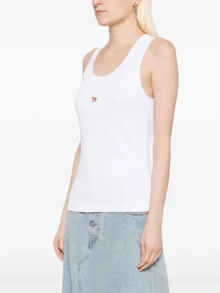 Top Maison Kitsune cu broderie alb