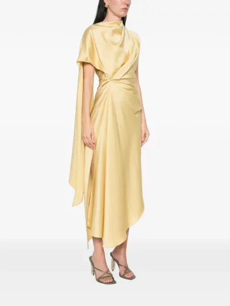 Rochie De La Vali asimetrică drapată galben