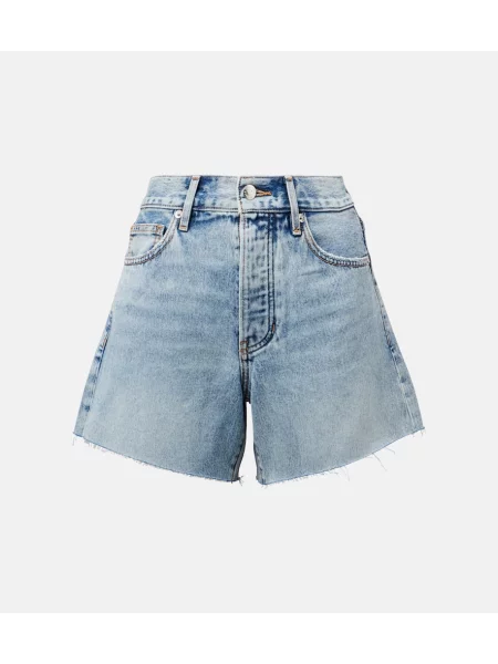 Pantaloni scurți din denim Veronica Beard cu talie înaltă albastru