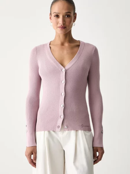 Guess cardigan pentru femei cu vâscoză ELLIE roz