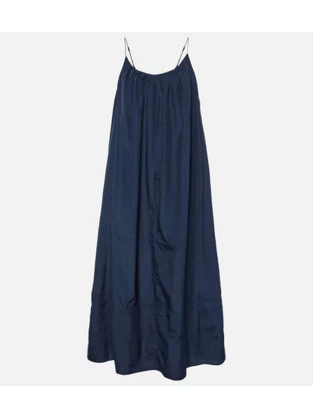 Rochie maxi Faithfull de mătase de costum albastru