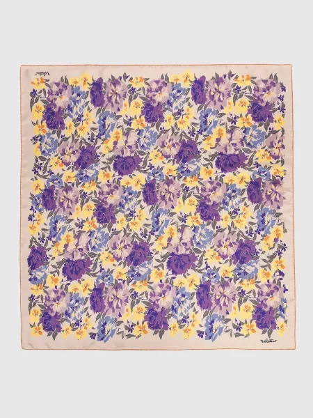 Хустка із шовку в квітковий принт Valentino бежева
