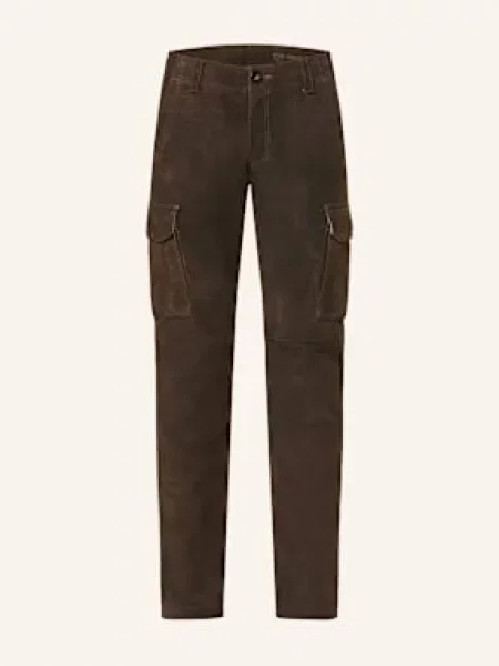 Meindl Kožené Krojové Kalhoty Island Trousers Slim Fit tmavě hnědá