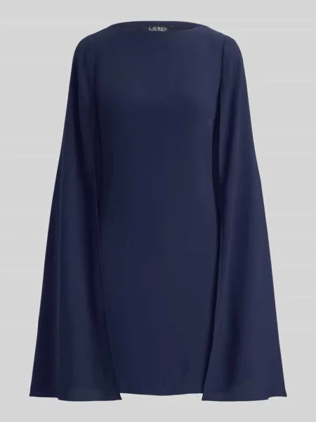 Sukienka koktajlowa o linii a z peleryną Lauren Ralph Lauren granatowa