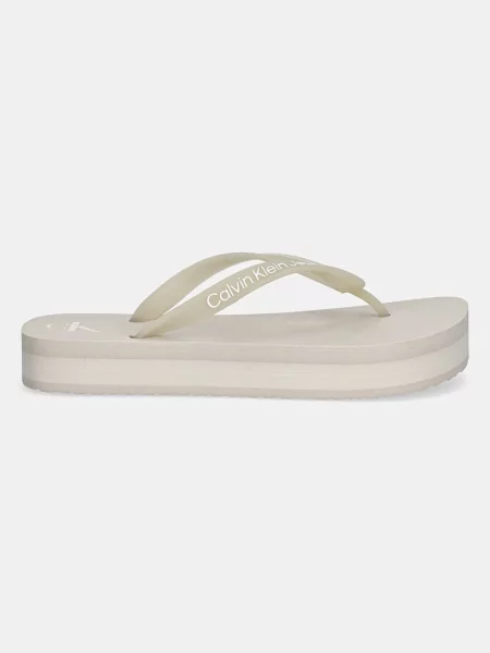 Japonki Calvin Klein Beach Sandal Flatform Tpu eggshell/bright white białe