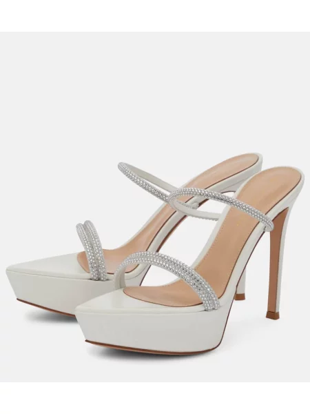 Sandale Gianvito Rossi din piele cu platformă de cristal alb