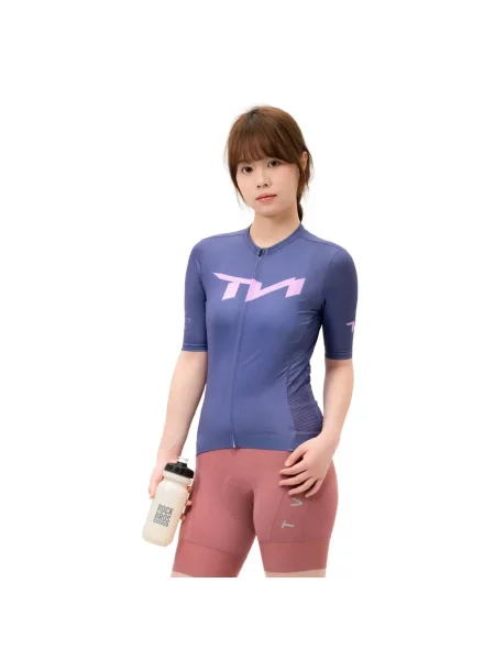 Koszulka kolarska na rower rozpinana fioletowa