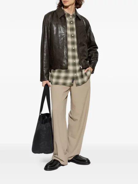 Geanta de piele Allsaints maro