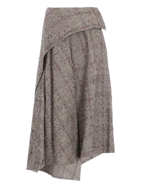 Spódnica midi Ys w kratkę asymetryczna do kolan