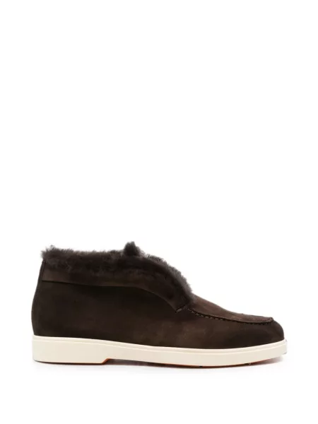 Pantofi loafer Santoni cu blană maro