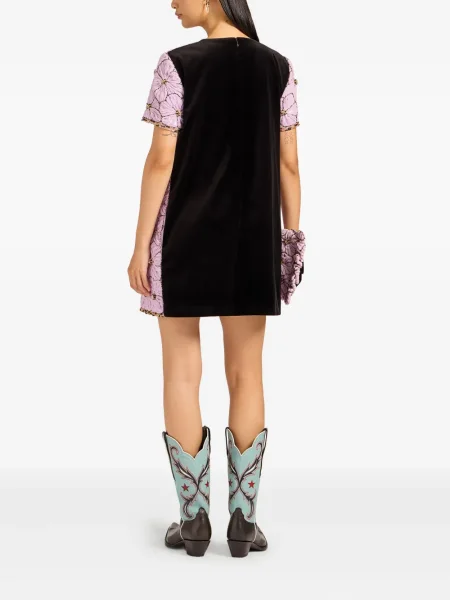 Rochie mini La Doublej cu model floral de costum negru